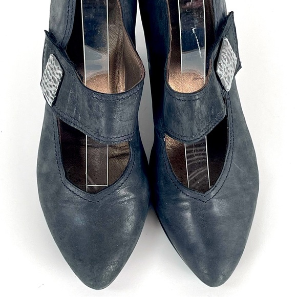 Fidji Shoe Size 37 Black Leather Dress Women's Mary Jane Made in Portugal - Picture 6 of 14